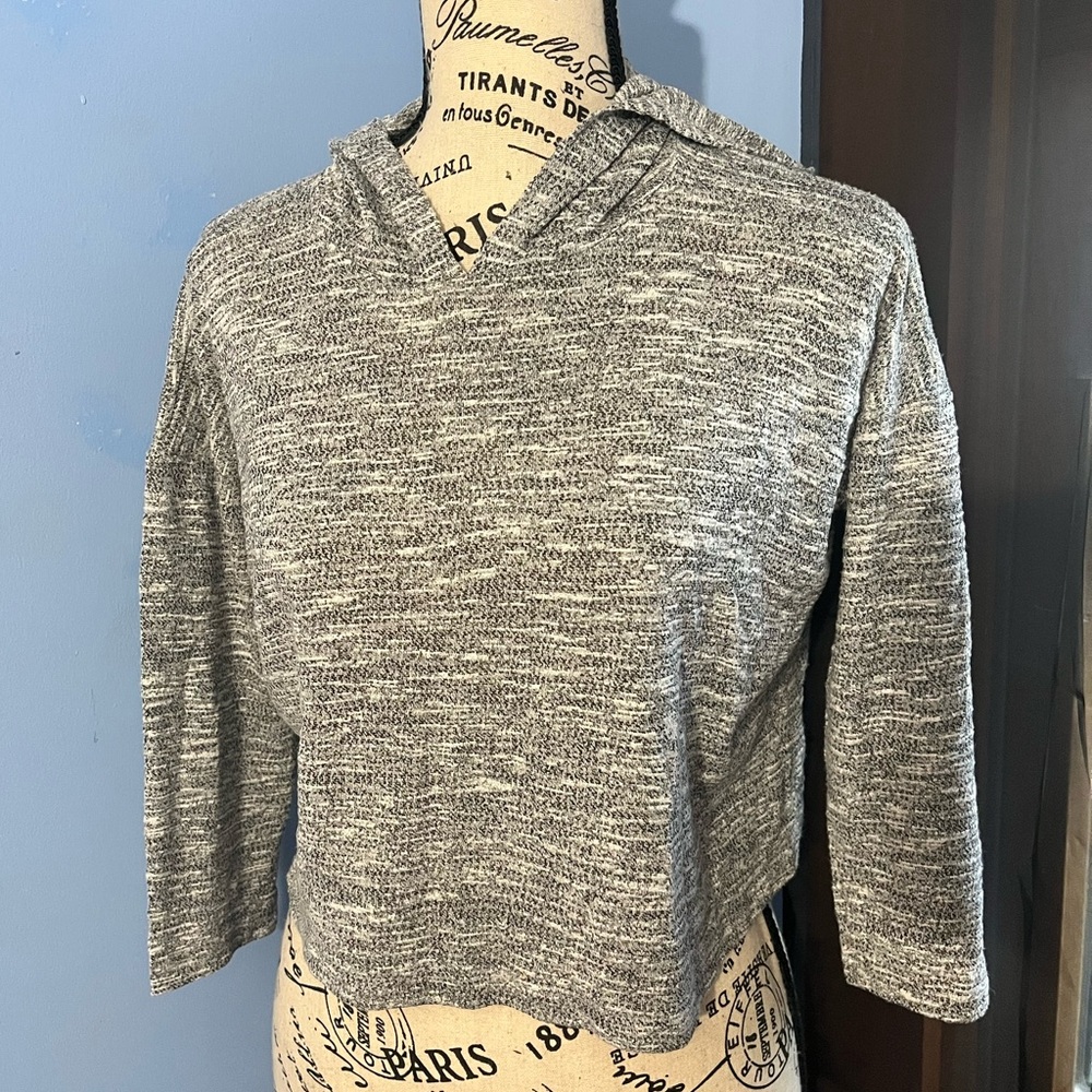 FREE w/ $10+ PURCHASE: Cropped Gray 3/4-Sleeve Hoodie